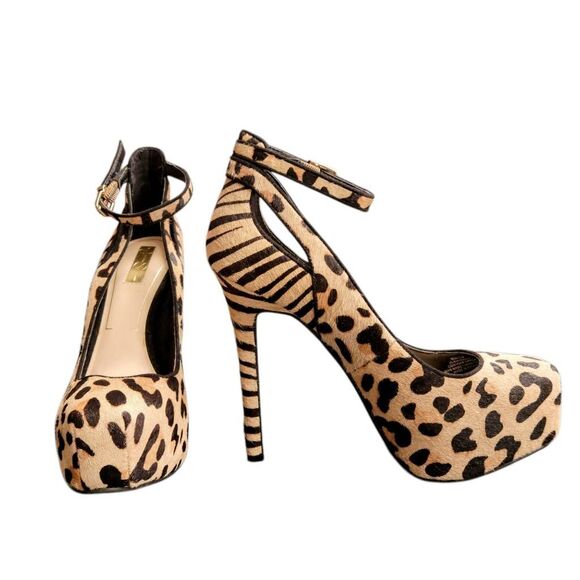 Heels High Platform Animal Pattern Leopard Zebra Genuine Cow Hair Sexy Shoes - Picture 12 of 12